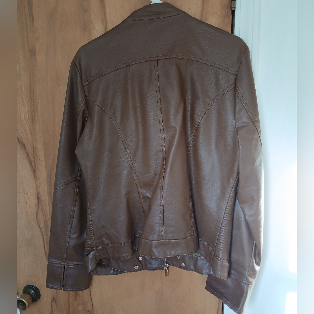 Brown Faux Leather Jacket - Picture 4 of 5